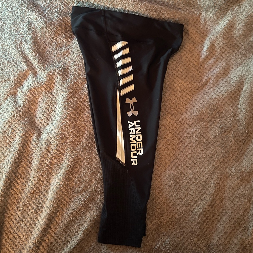 Under Armour Black Compression Leggings with White Accents